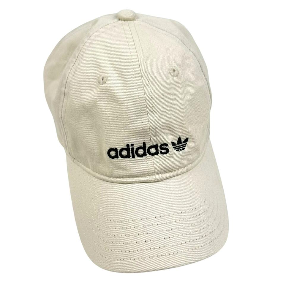 Adidas Originals Trefoil Baseball Cap Cream Black Embroidery Adjustable Unisex